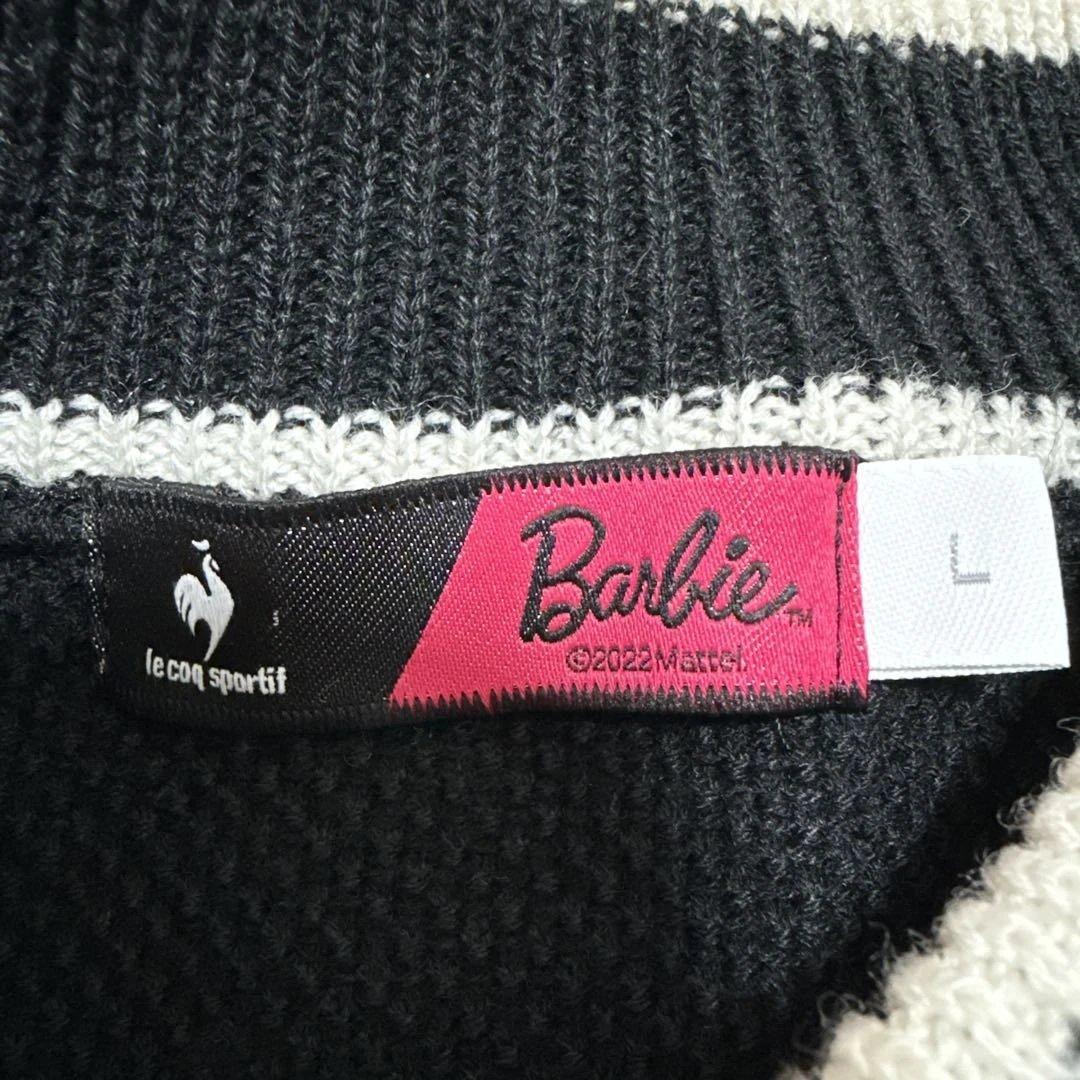 デサント製　バービー　ルコックコラボ　ラインセーター　L ブラック　ピンク