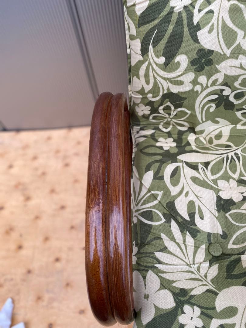 ラタン 籐 回転座椅子 リクライニング 花柄 クッション チェア