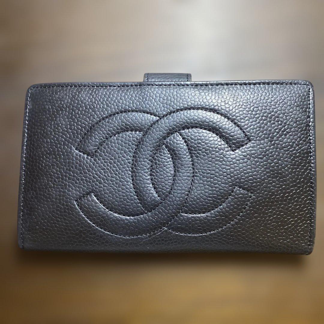 CHANEL シャネル 長財布 ブラック 黒 キャビアスキン ココマーク