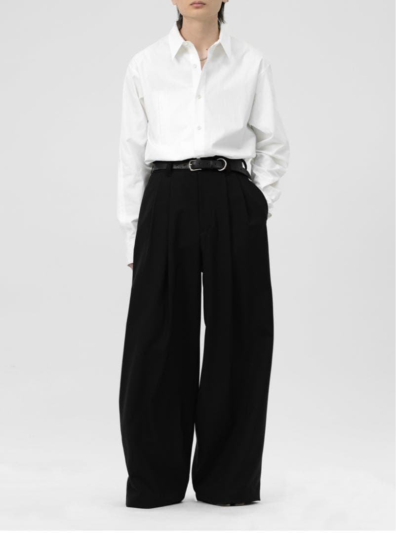 【lapiis】 TWO TUCK WOOL WIDE TROUSERS
