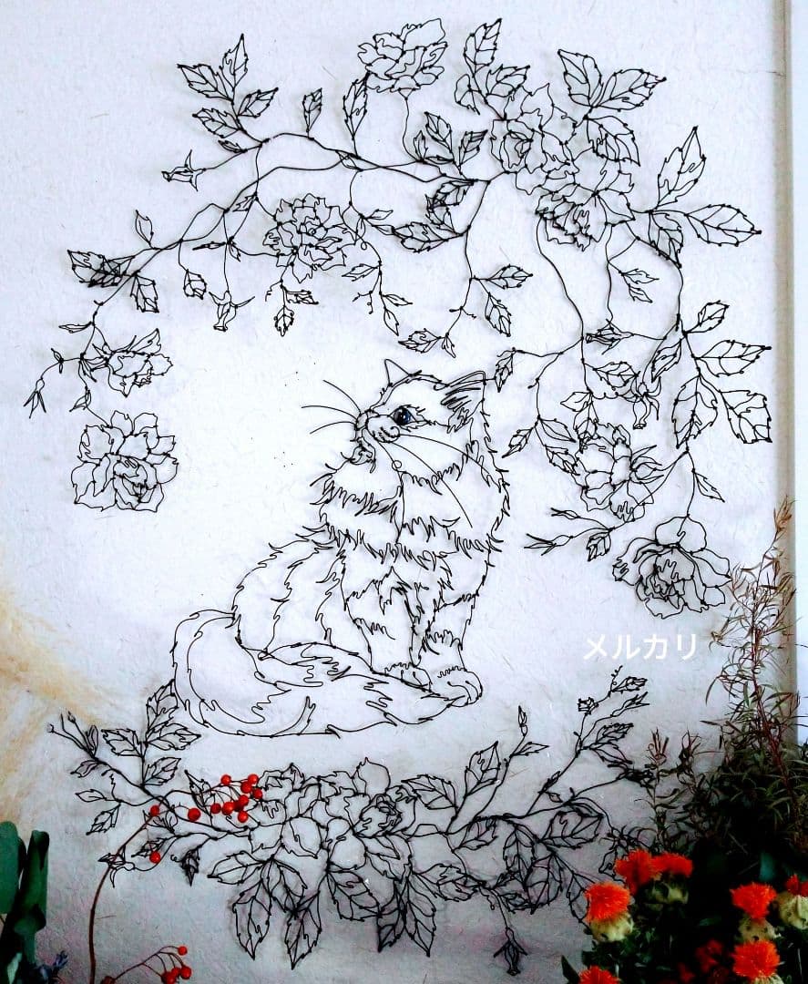 そらページ　つる薔薇　猫　（小鳥追加）