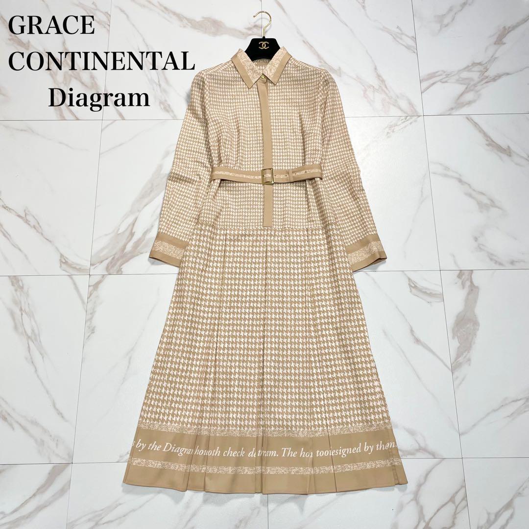 未使用級✨グレースコンチネンタル ハウンドトゥースプリントワンピース 近年
