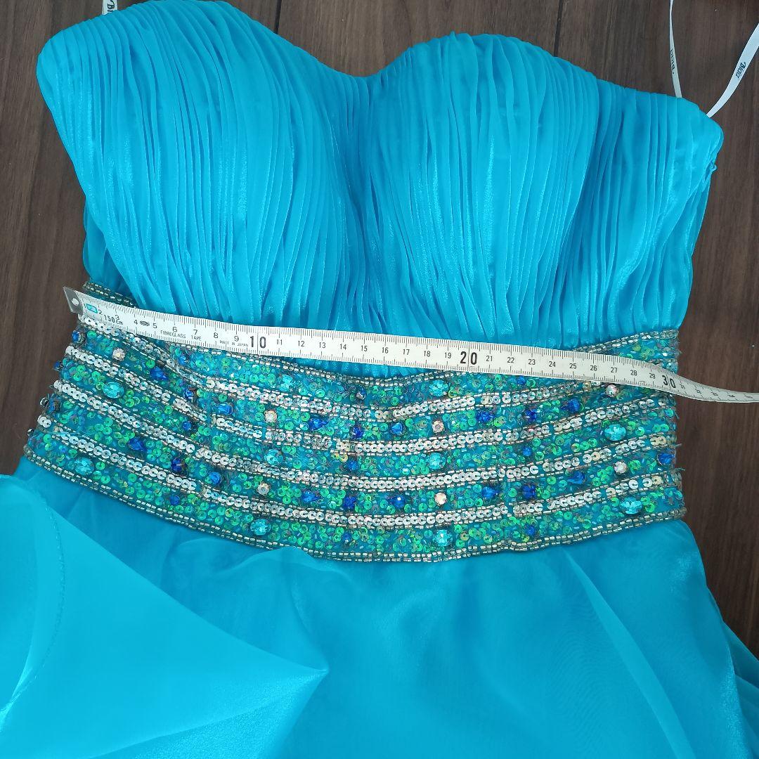 Bicici ブルー フリル シフォン ロングドレス