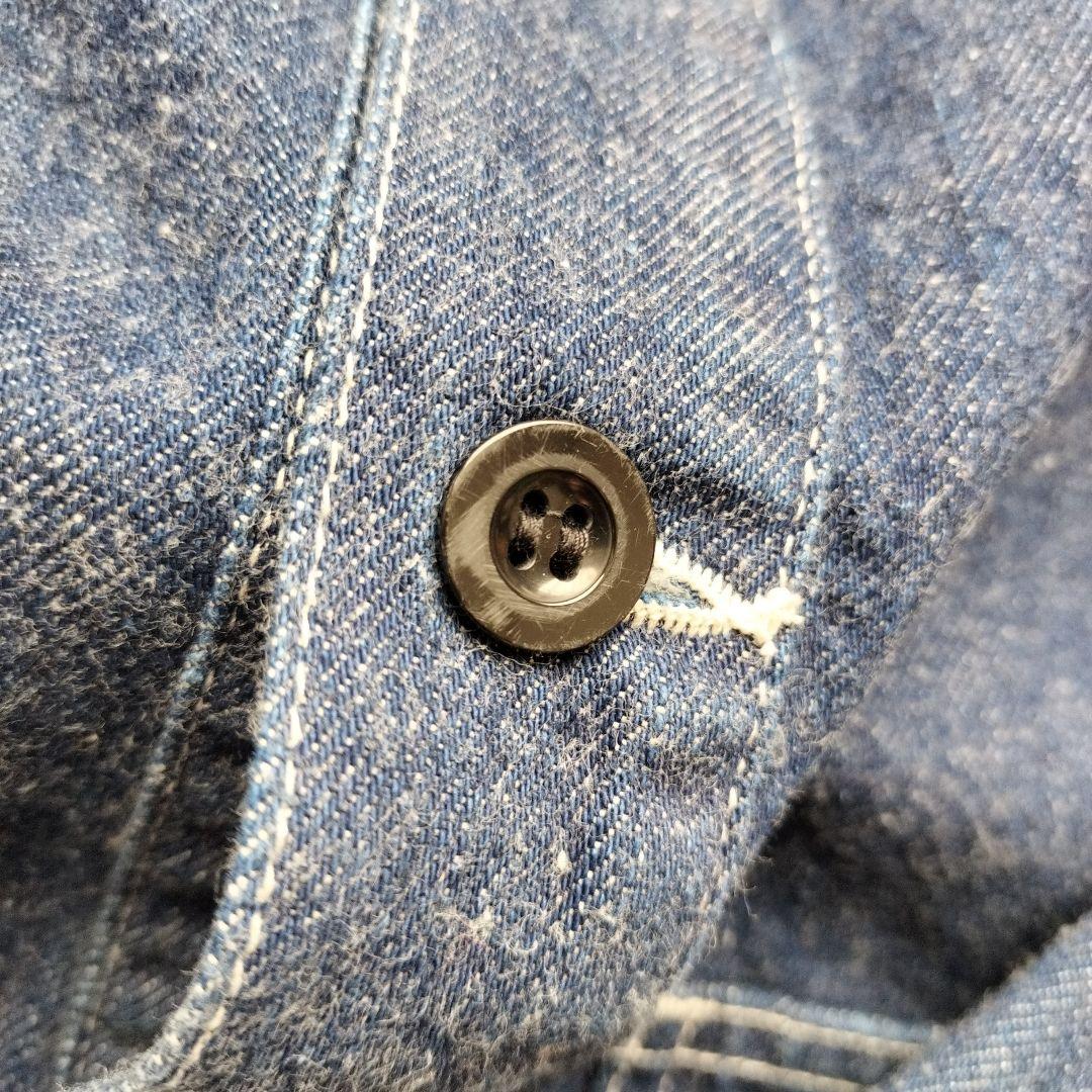 【美品】DANTON ダントン　ノーカラーデニムジャケット　ビショップ