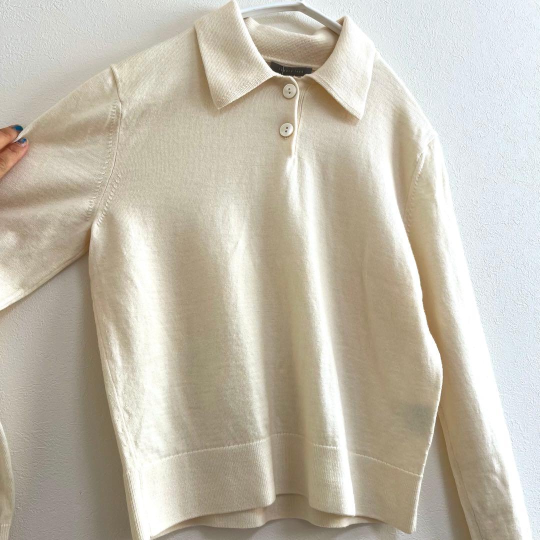 【美品】theory luxe セオリーリュクス　ポロニット　ショート丈　白