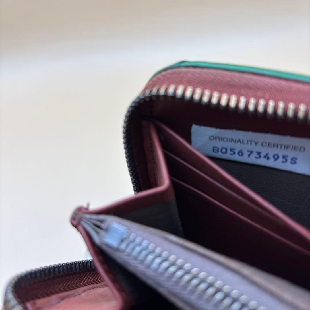 ①◆正規品◆ボッティガヴェネタイントレチャート ラウンドファスナー長財布グリーン