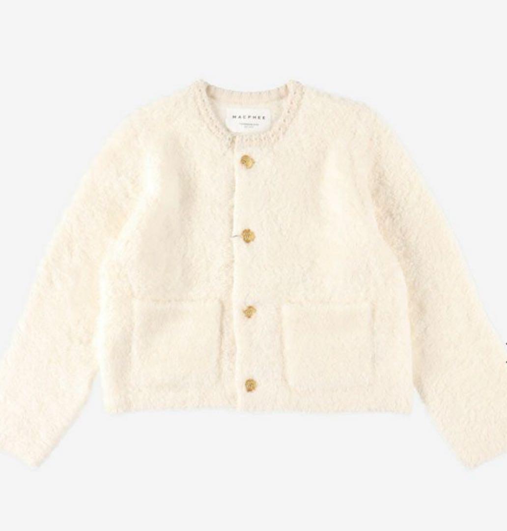 新品・タグ付✨ MACPHEE マカフィー ムートンクールネックカーディガン S