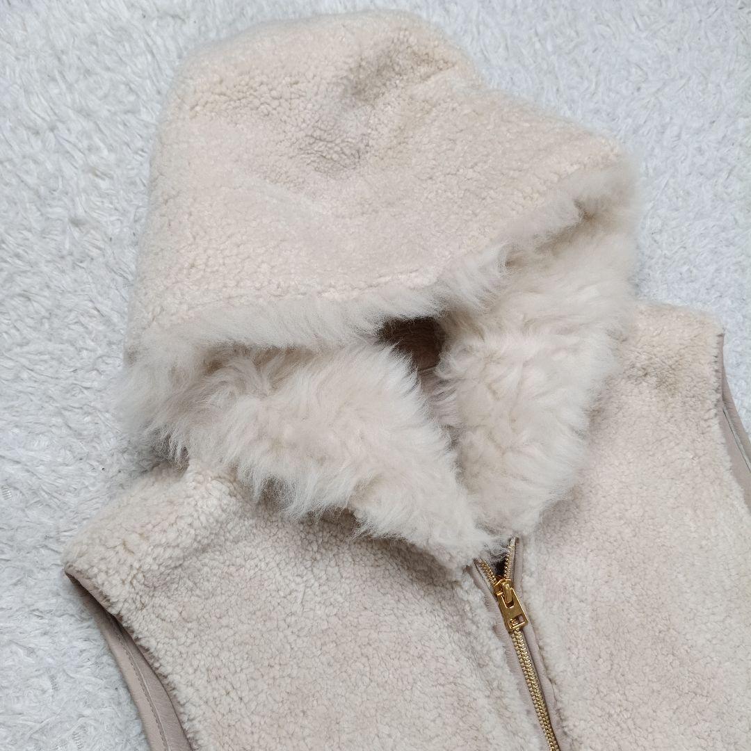 美品✨ANAYI現行　フード付きムートンリバージレ　ベージュ　近年モデル　高級