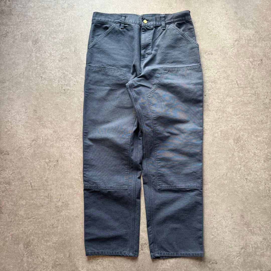 極美品 カーハート 肉厚 ダック ダブルニー w34 × L32 ブルーグレー