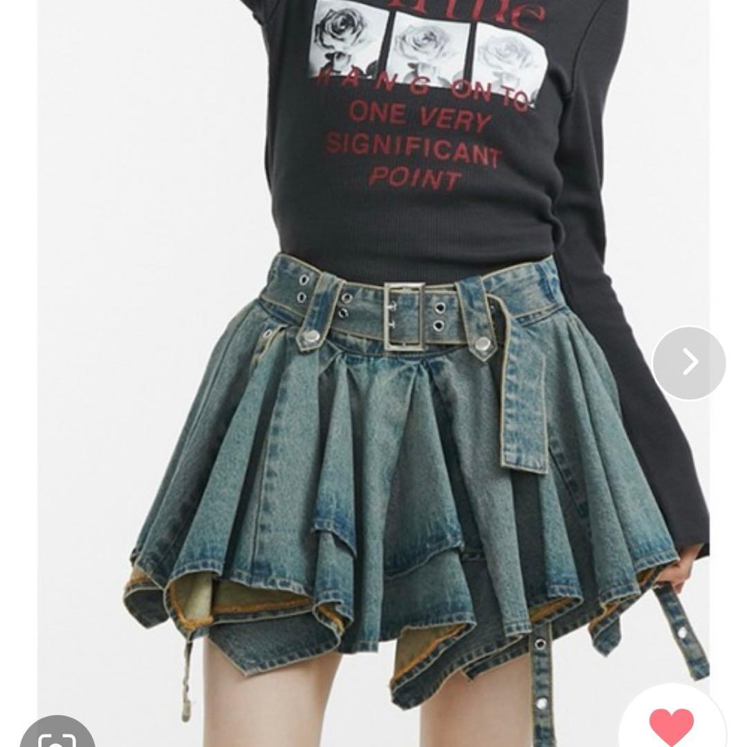 jouetie アシメヘムデニムミニスカート ブルー