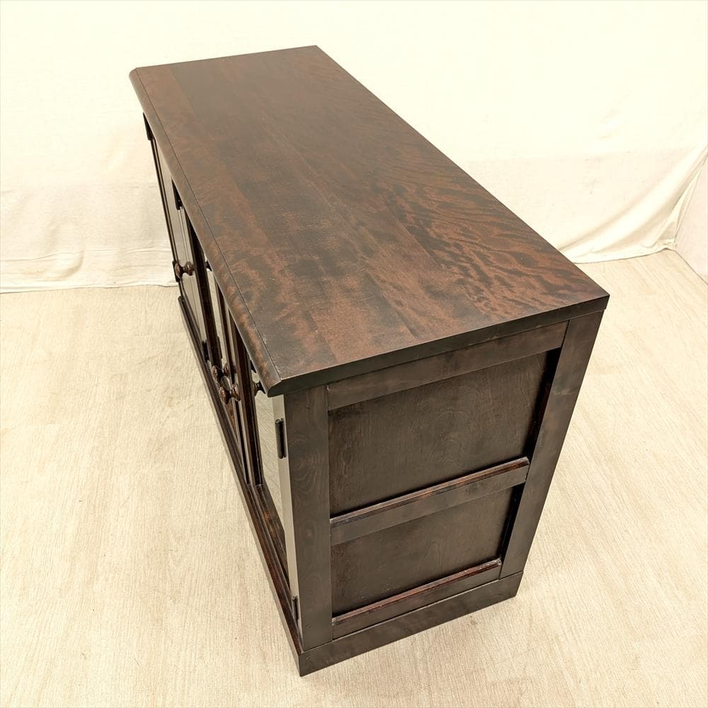 北海道民芸家具　カバ材　無垢　サイドボード　リビングボード　キャビネット　飾り棚