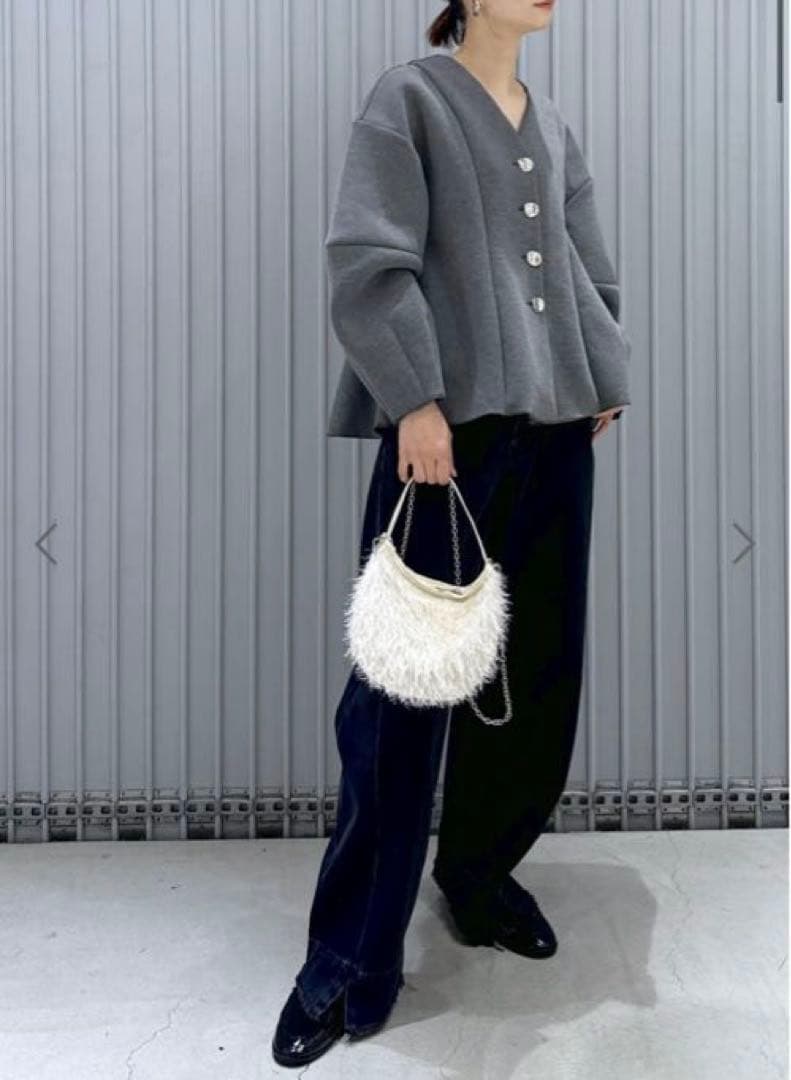 ADAM ET ROPÉ FEMME ミックスボタンペプラムカーディガン