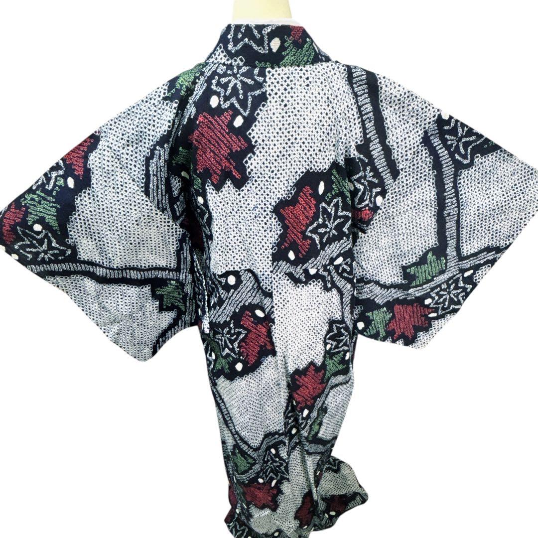 A72有松鳴海絞り 高級浴衣 花 綿　美品