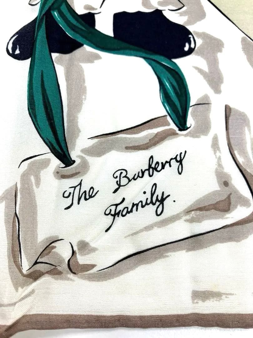 新品 Burberrys テディベアファミリー ハンカチ シルク混 ヴィンテージ
