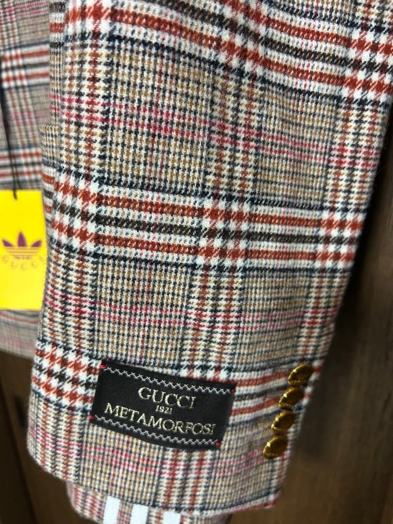 ゴールド GUCCI adidas テーラードジャケット タグ付未使用品