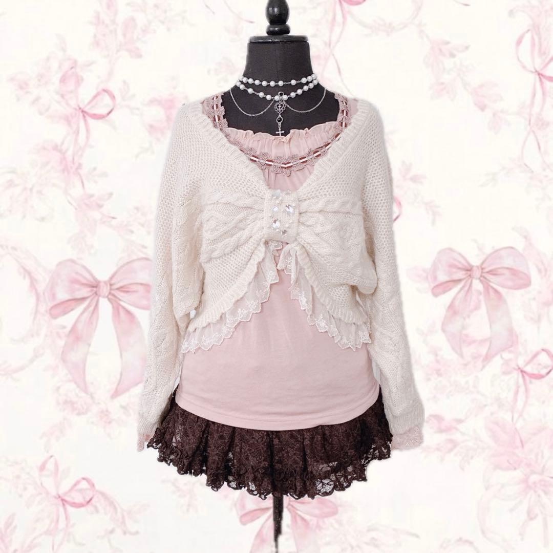 y2k axes femme ボレロ リボン レース バレエコア フェアリーコア