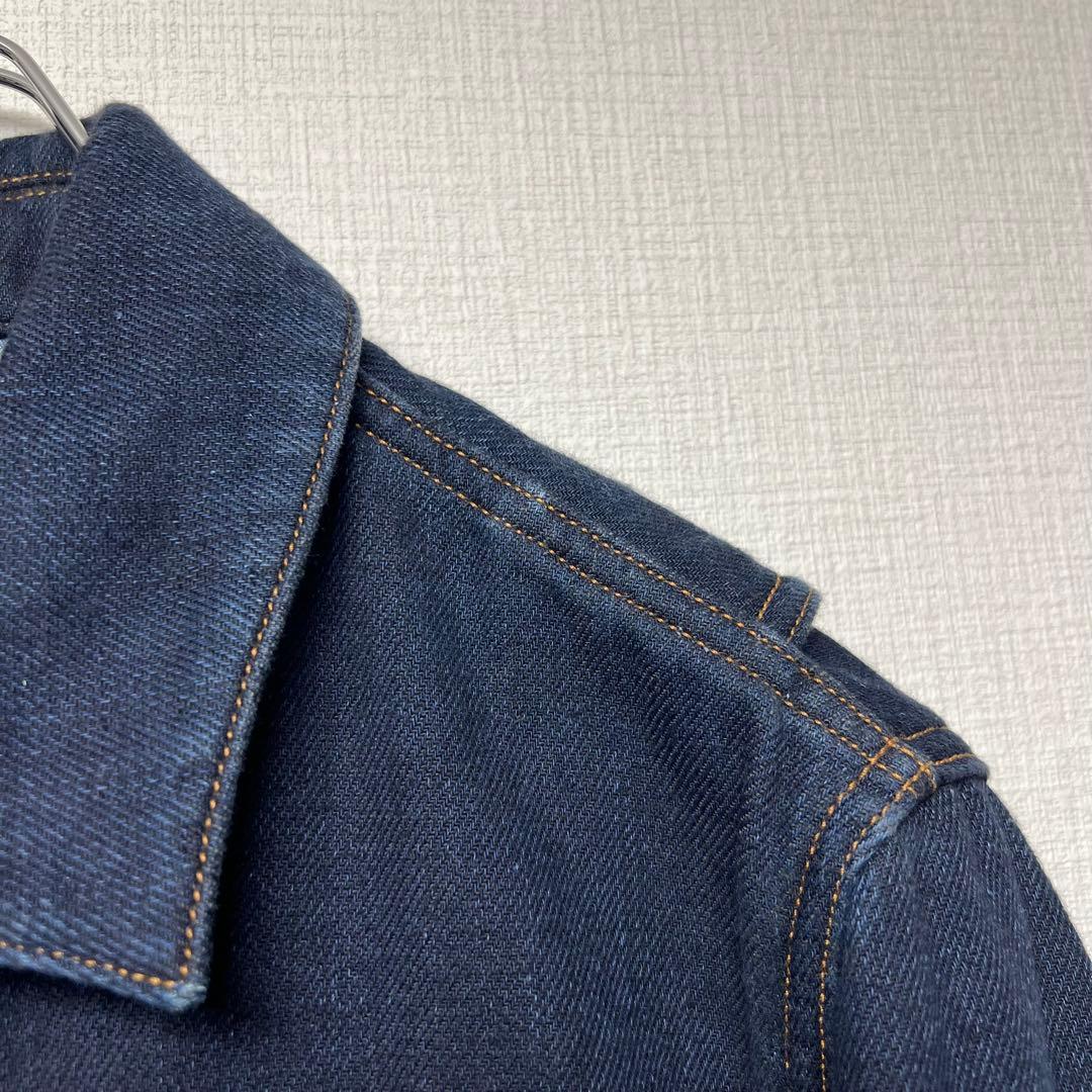 【濃紺／ロゴパッチ】ルイヴィトン デニムジャケット ブルゾン レザー装飾 44