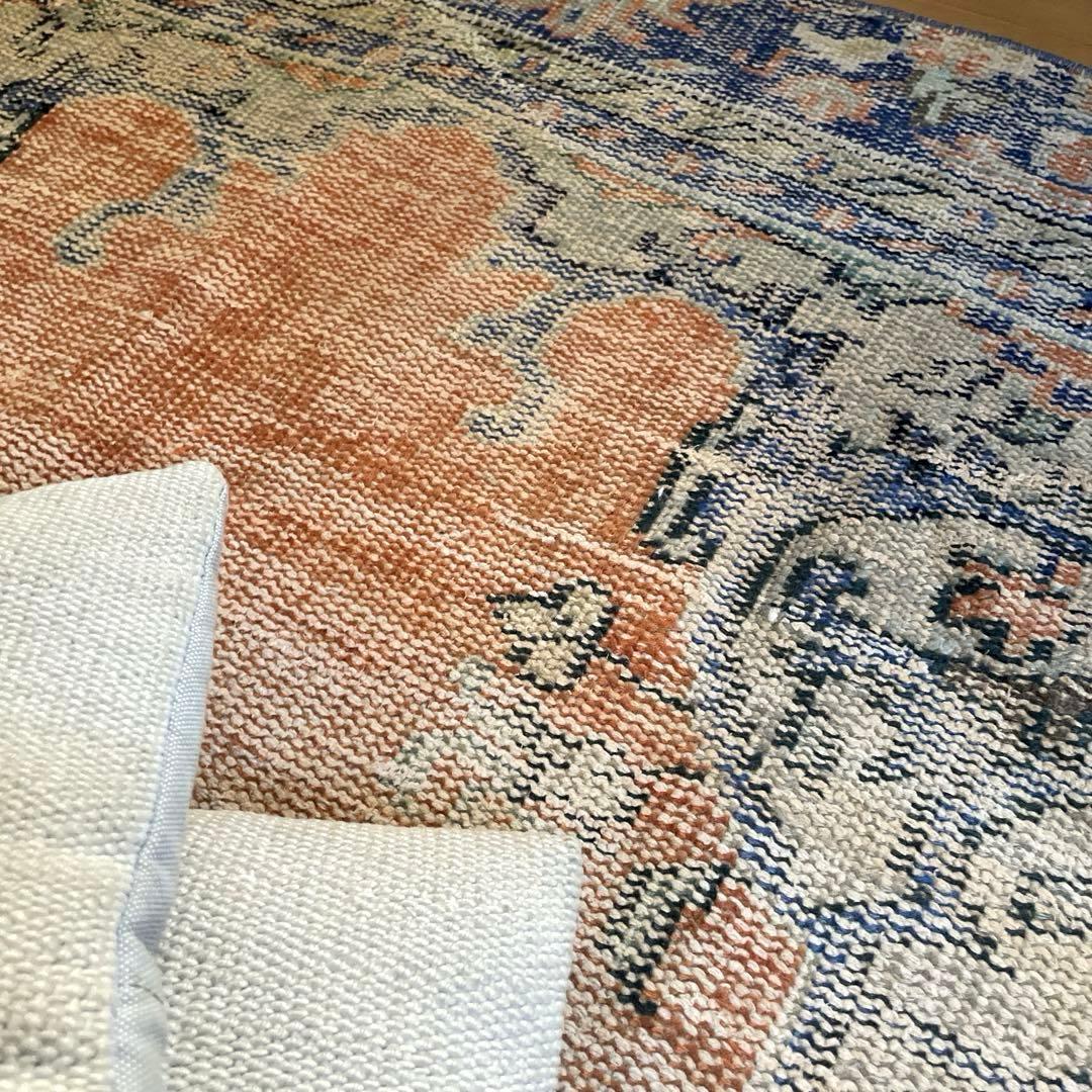 60×199 ロングランナーラグ　擦れ　シャビー　ウール　トルコヴィンテージラグ