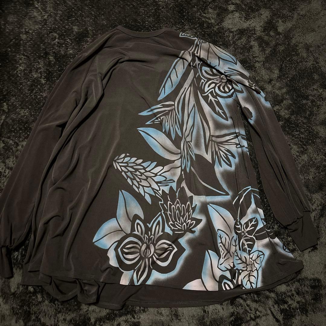 YOKANG フラワープリント ダークブラック チュニック