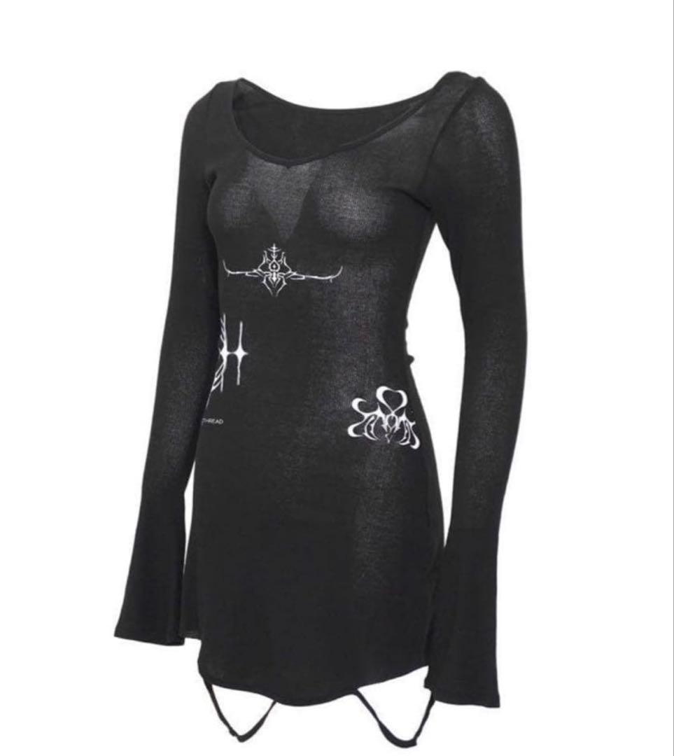 トップス theredthread S stamp tee dress Black