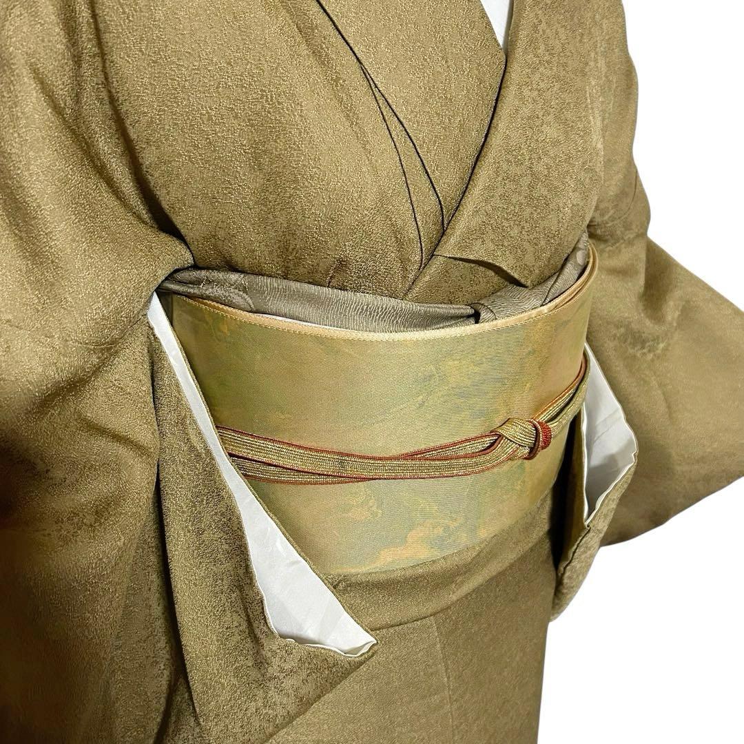 未使用近い　美品　袷　地紋入り　色無地　フルセット　身丈163.5 裄丈68