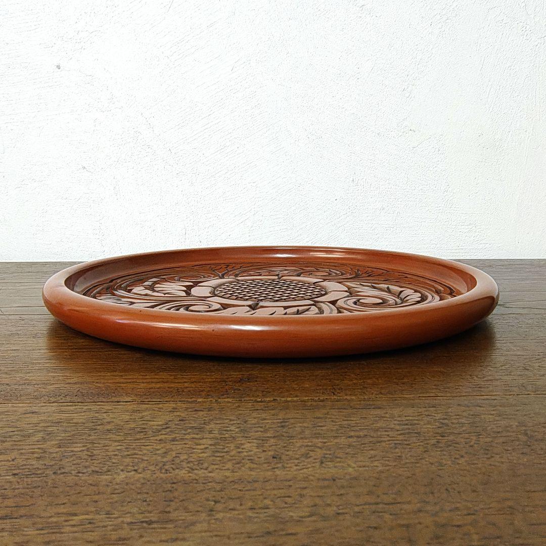 鎌倉彫【博古堂】唐草文 丸盆