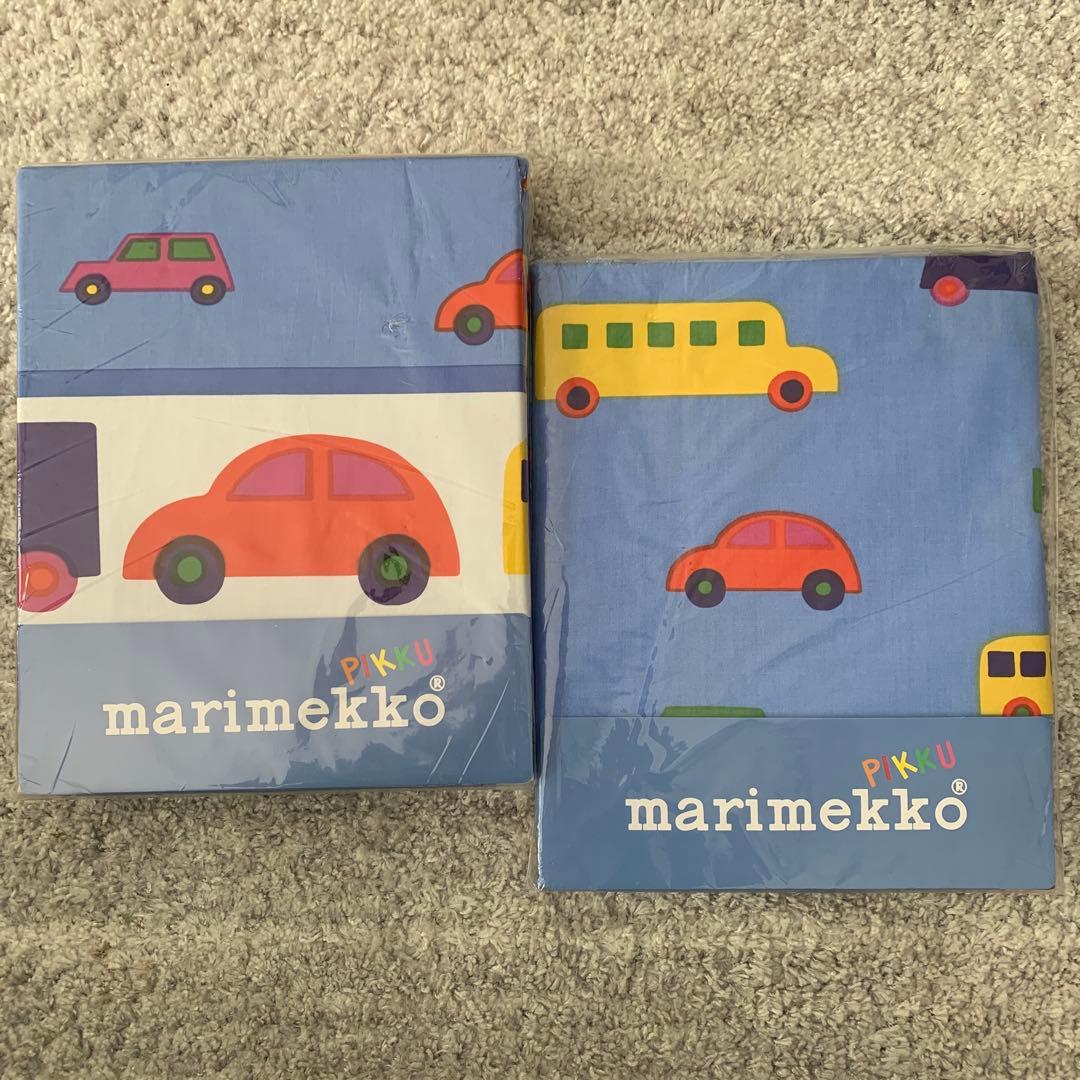 未使用　マリメッコ pikku キッズ　掛けカバー&敷きカバーのセット　車