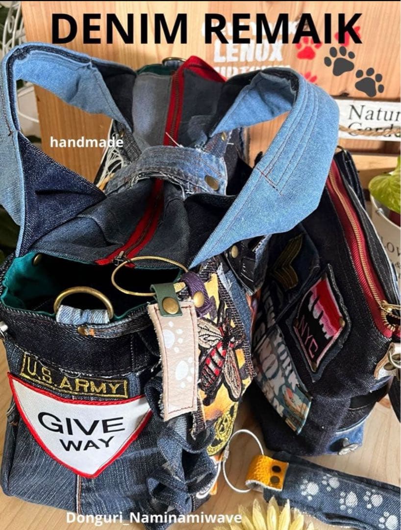 ゆぴさま❤️pagesになります。デニムリメイク❤️フリル付トート＆クラッチ２点