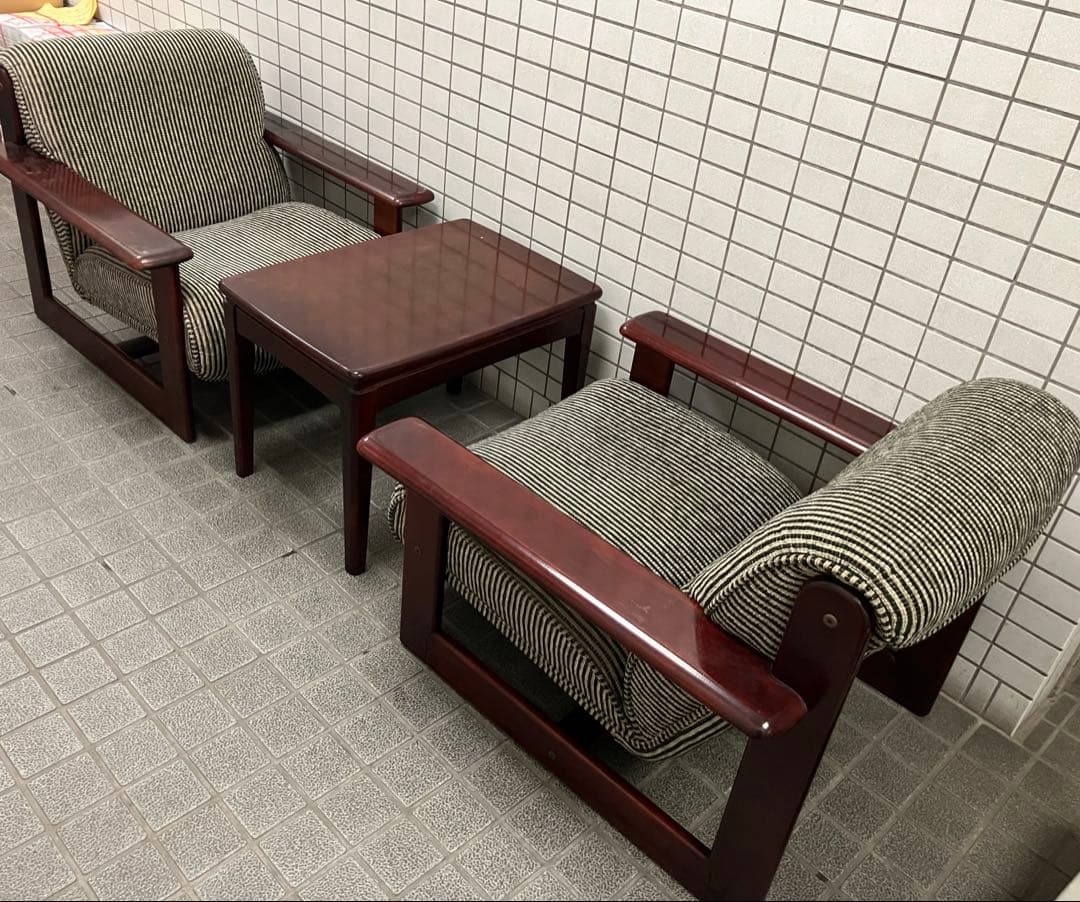 karimokuオールド カリモクファニチャー ストライプウッドアームシングル