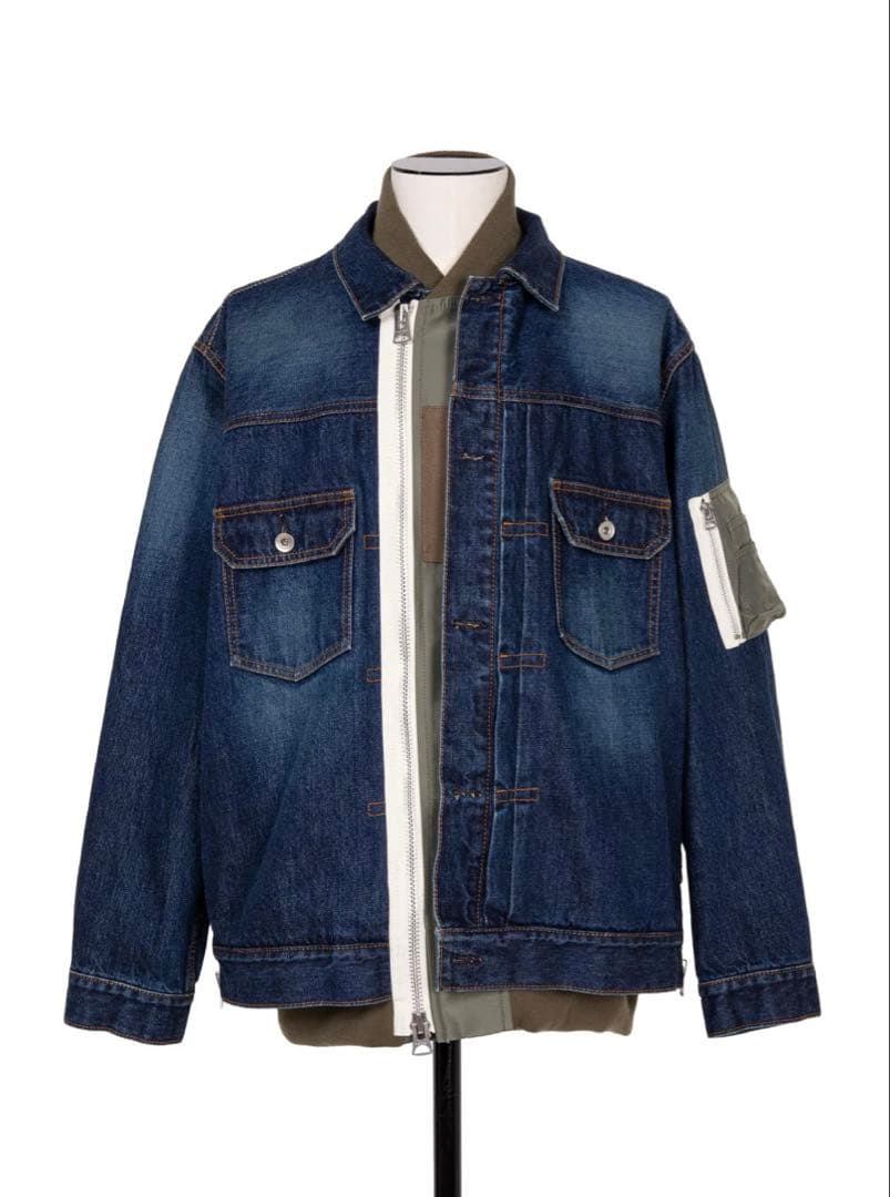 Sacai Denim × Nylon Twill Jacketブルー サイズ1
