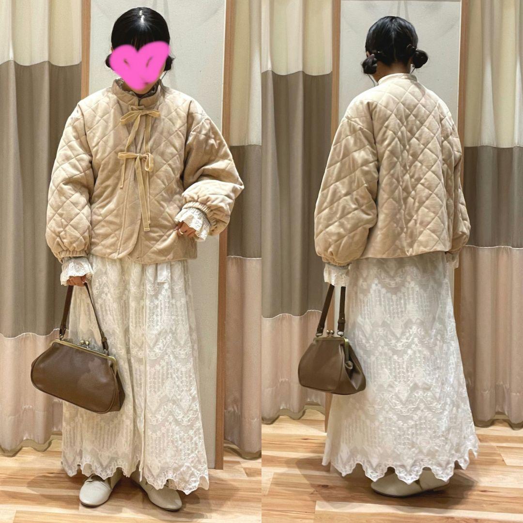 新品　SM2☆ベージュ／ベロア中綿キルトジャケット