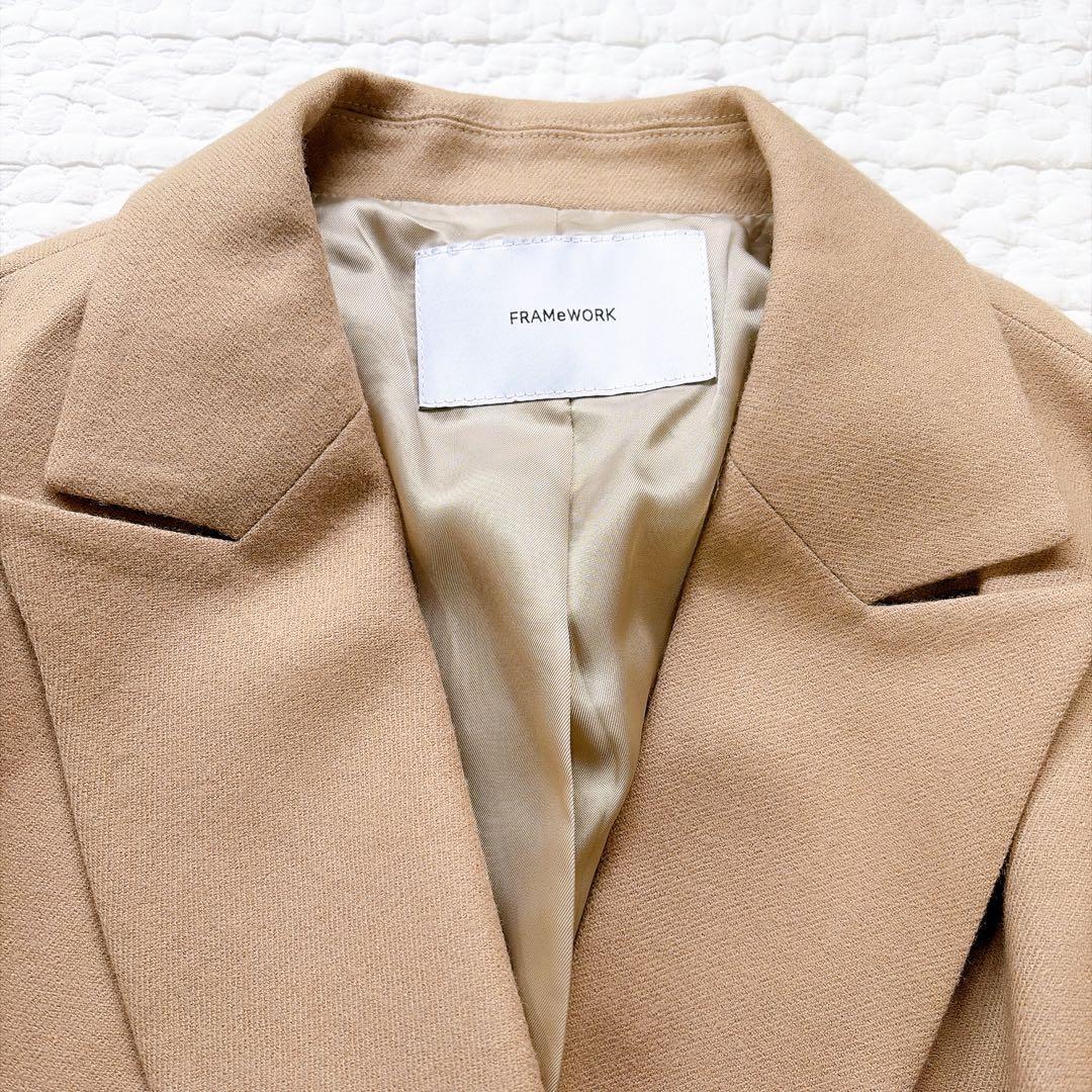 タグ付⚑ フレームワーク　ダブルブレストジャケット カシミヤ　金ボタン　ベージュ
