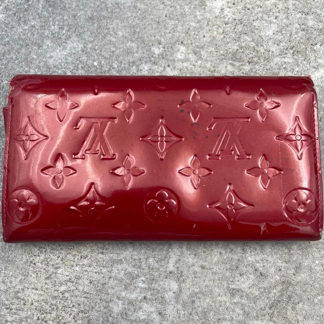 【微美品】LOUIS VUITTON ルイヴィトン　長財布　ヴェルニ　赤　レザー