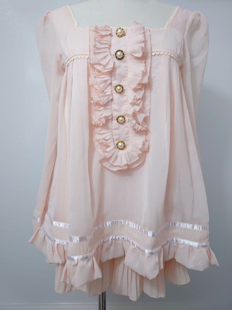 2000s 希少 LIZLISA コーラルピンク シフォンフリルチュニック