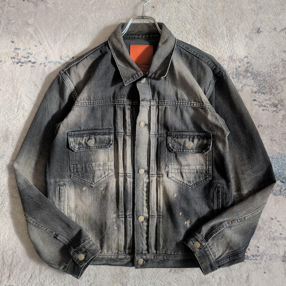 デンハム デニムジャケット Gジャン 2nd ダメージ加工 ブラック M