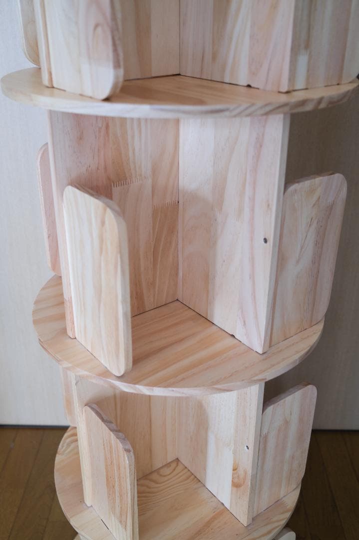 山善 YAMAZEN 回転式本棚 TKR-4(NA)　4段　ナチュラル