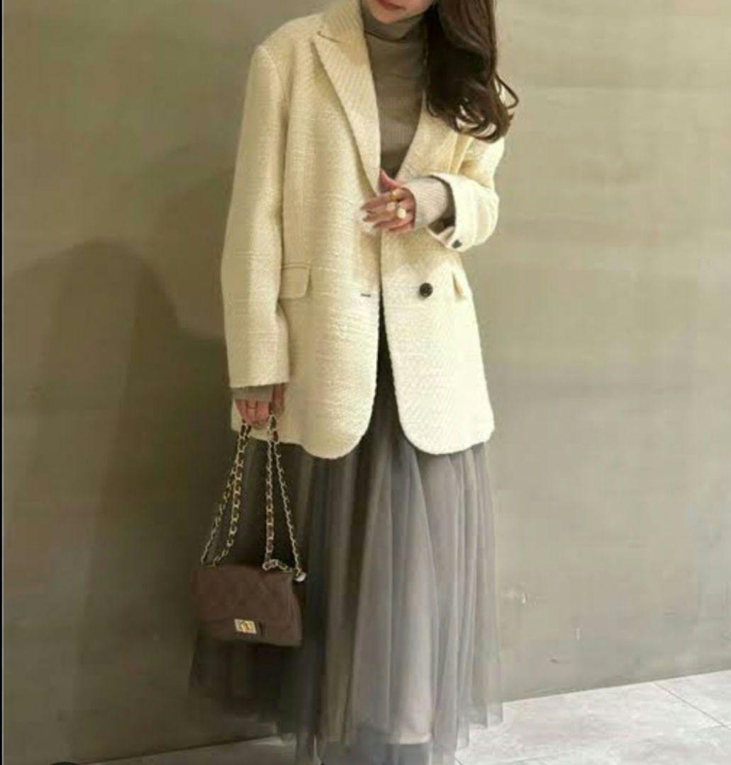 【美品】anuansアニュアンス 2024AW ツイードウールジャケットコート