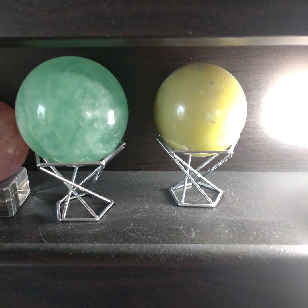 天然石 スフィア まとめ売り5点セット 鉱物 台座5個付き