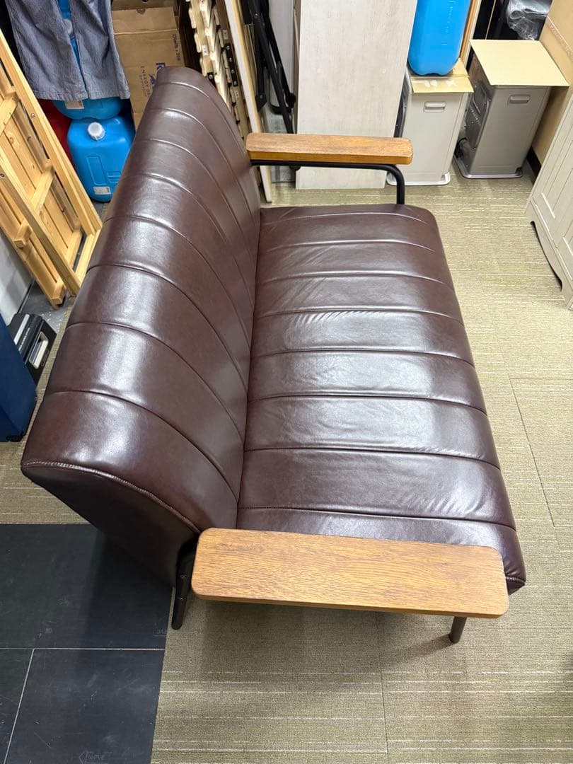 【超美品】ニトリ　2人用合皮ソファ　(Nシールド ステイン2KD DBR)