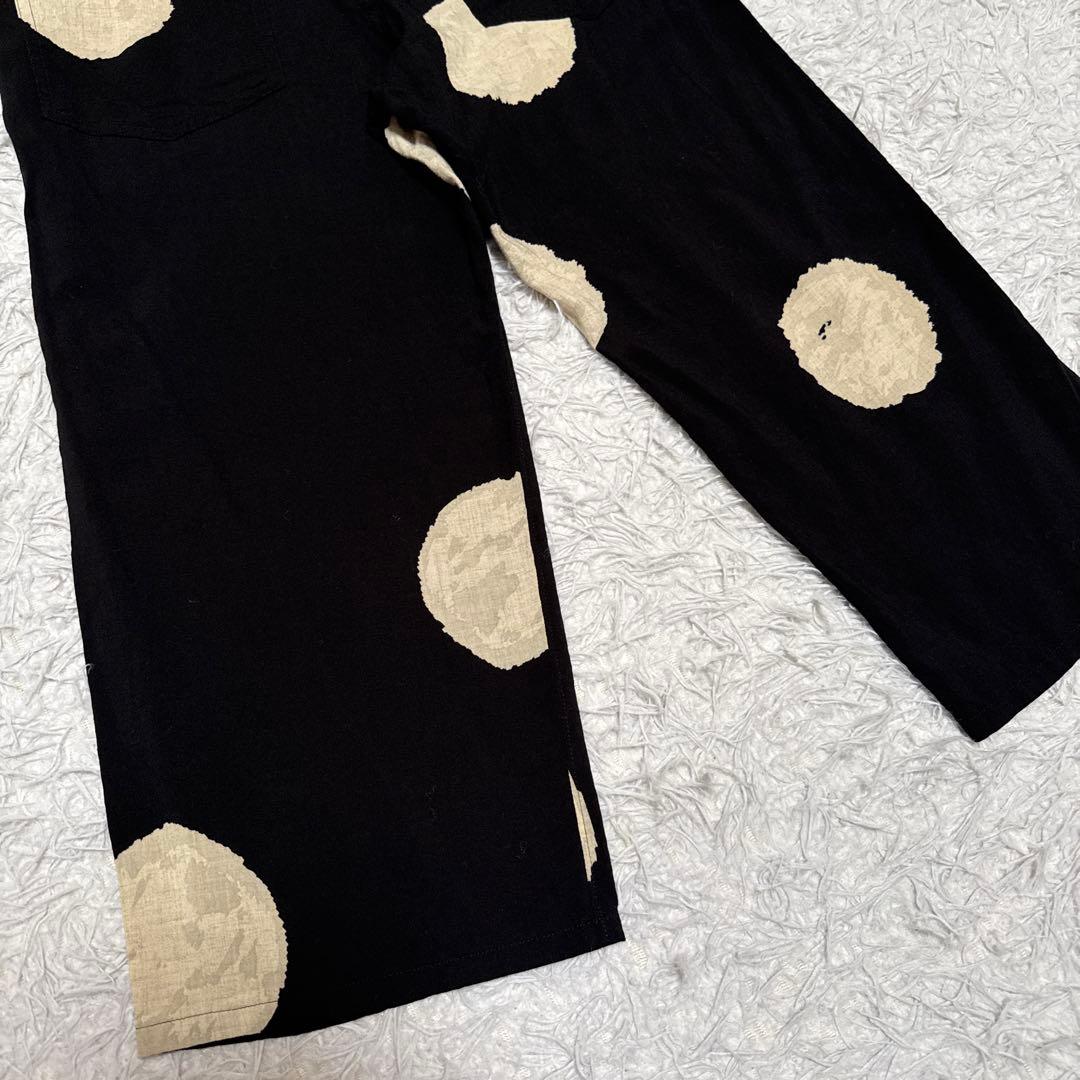 美品☆ ワイズ Y's レーヨンドットプリントパンツ ブラックベージュ サイズ2