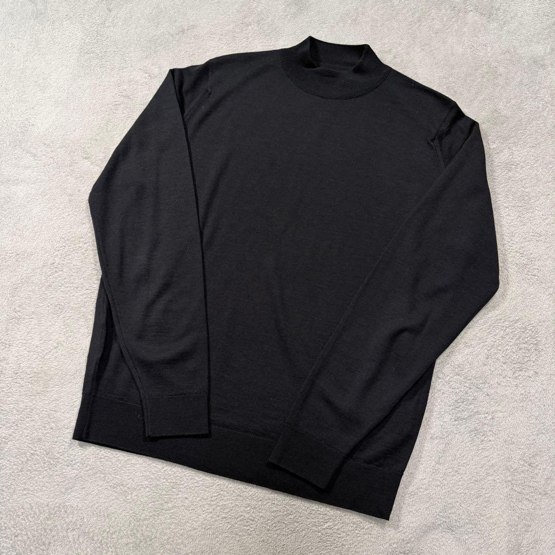 ジョンスメドレー　モックネックニット　Mサイズ　ブラック　ウール