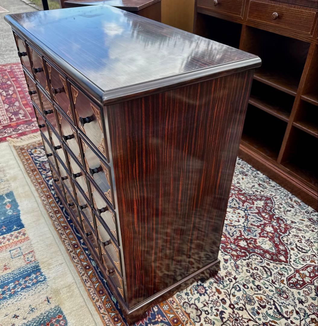 黒檀 李朝テイスト 小引出し箪笥 桐無垢 高級家具