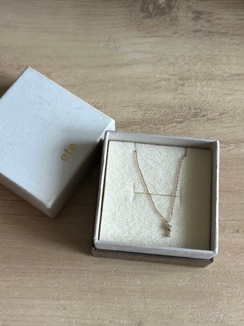 ete ネックレス K10 2連ダイヤモンド 0.02ct ピンクゴールド