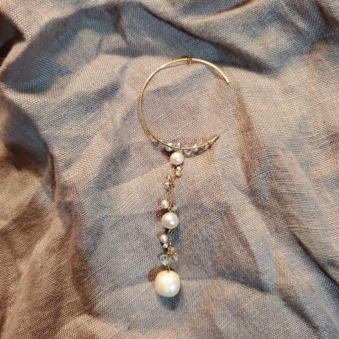 SWEETPEA スイートピーパール付きフープピアス(片耳用)2way最終価格❗