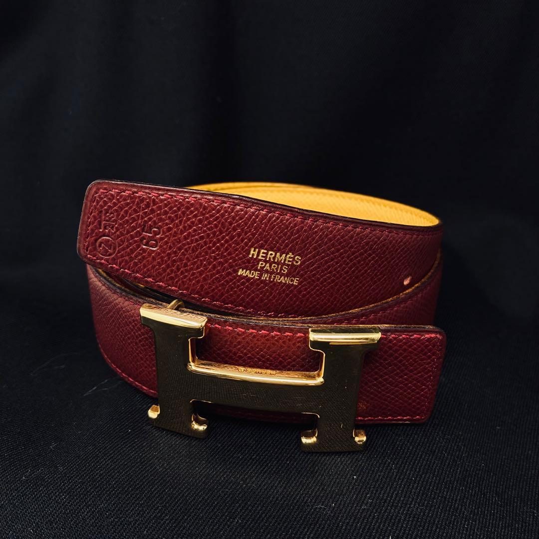 美品　 エルメス コンスタンス レザー ベルト レディース リバーシブル