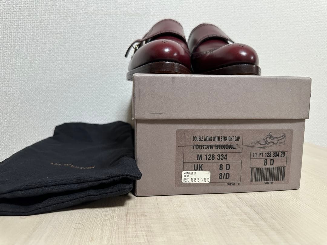 水*船様 JM WESTON 8D 334 バーガンディ　ダブルモンクストラップ