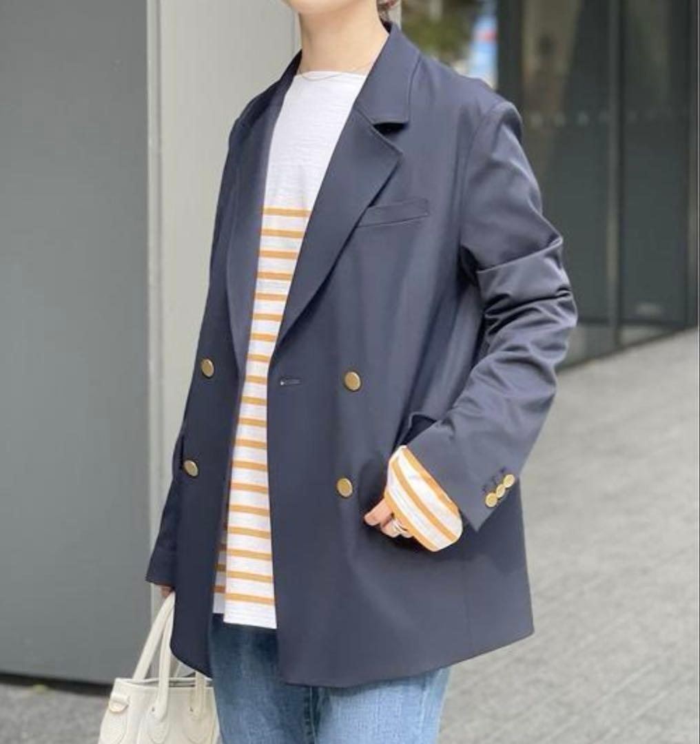 【良品】Spick & Span ドライツイルダブルブレストジャケット　金ボタン