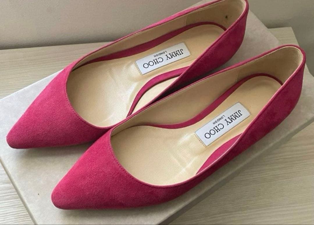 JIMMY CHOO ピンク フラットシューズ