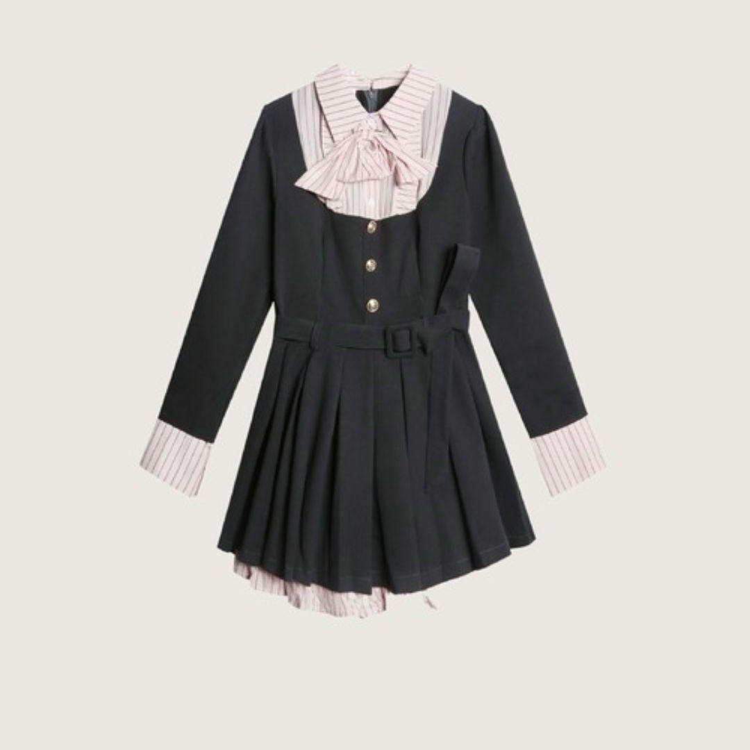 LA POMME petit パッチワークプレッピープリーツワンピース