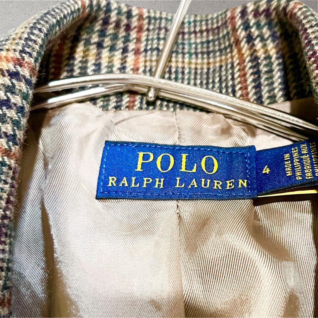 【現行タグ】ポロラルフローレン　グレンチェックウールブレンドブレザー　M